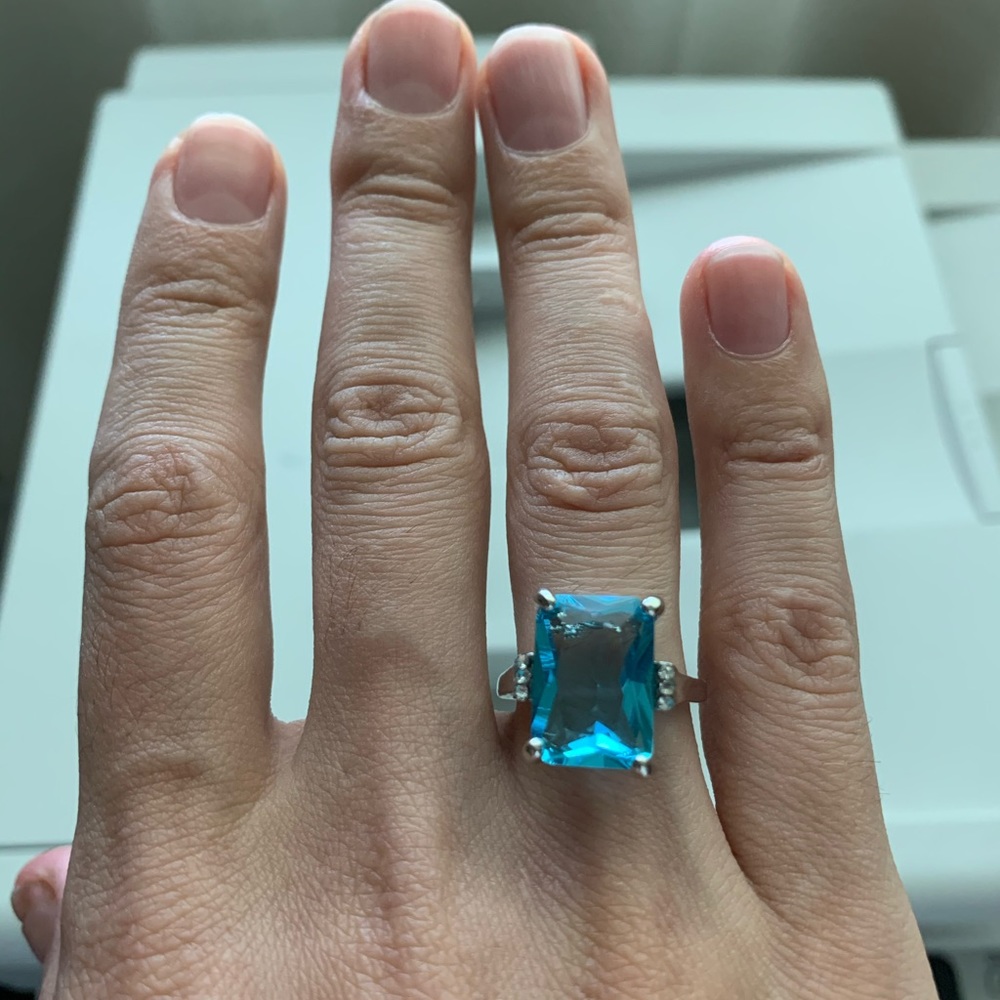 925 Silver Women Jewelry Aquamarine Ring - Picture 5 of 7